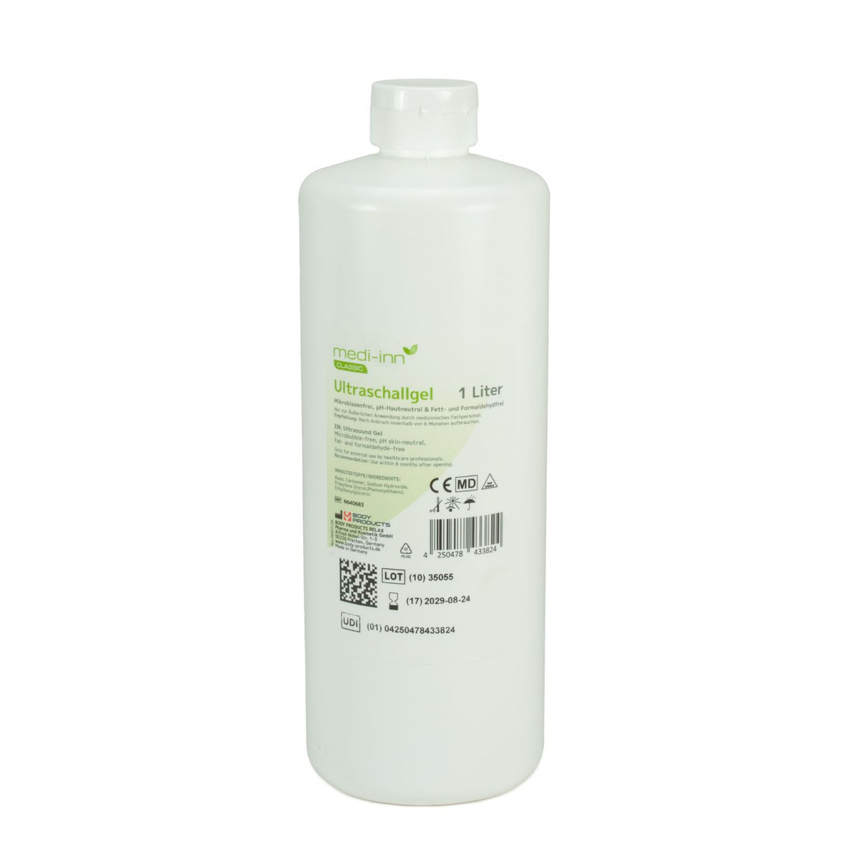 Medi-inn Classic Ultraschallgel 1 Liter, weiße Flasche, mikroblasen-, fett- und formaldehydfrei, freigestellt