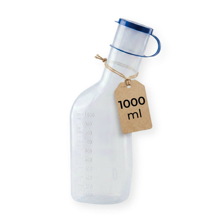 medi-inn Classic Urinflasche PP 1000 ml mit blauem auslaufsicherem Deckel und Milliliter-Graduierung