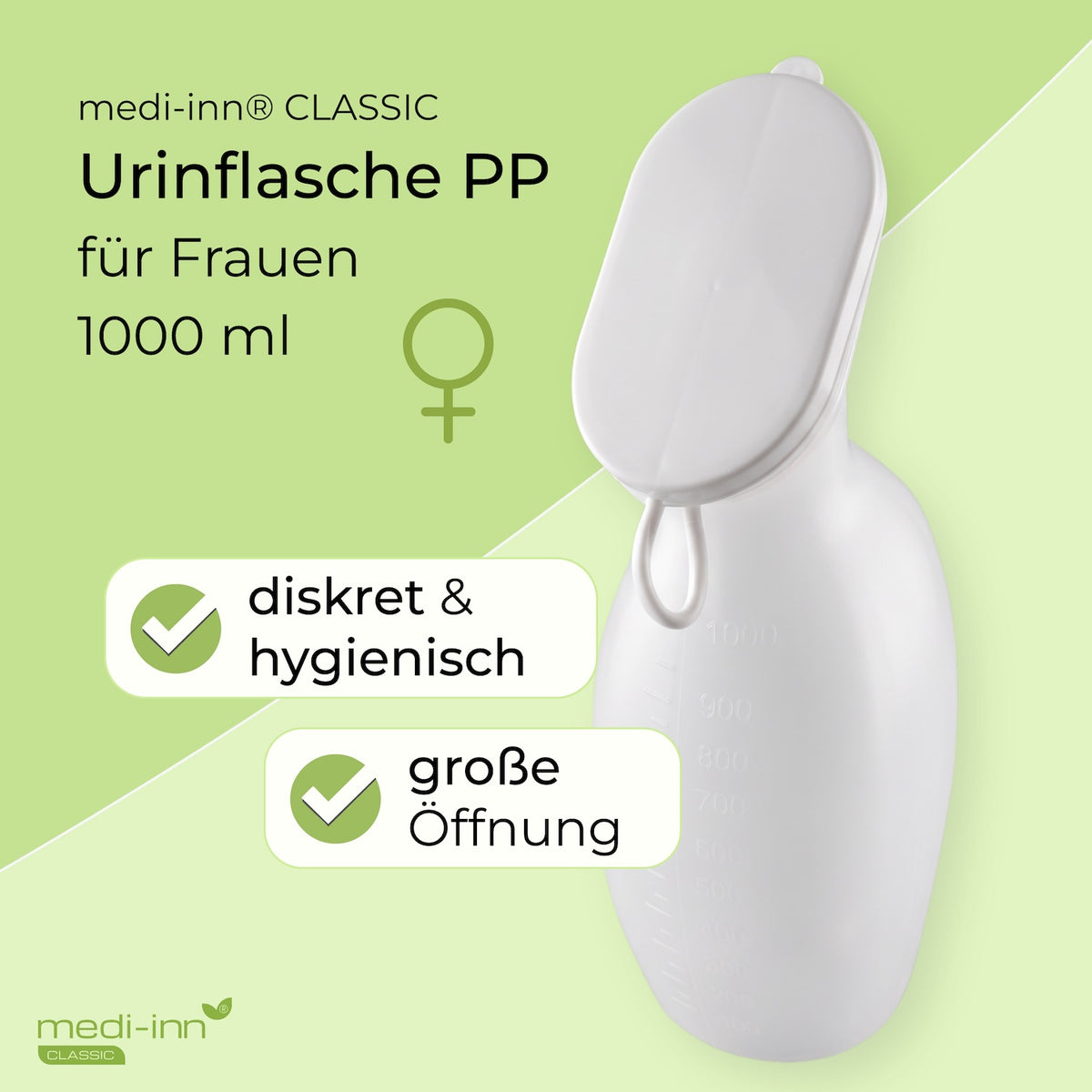 Eigenschaften: diskret & hygienisch, große Öffnung