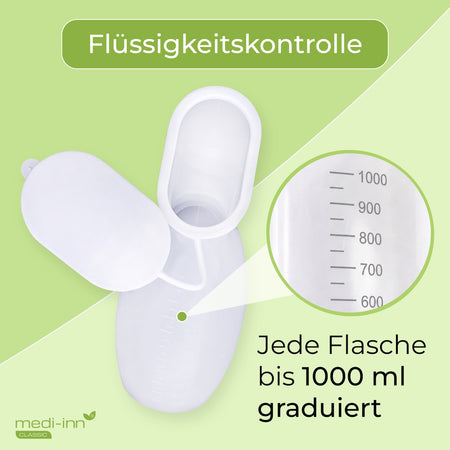Flüssigkeitskontrolle: Jede Flasche bis 1000 ml graduiert