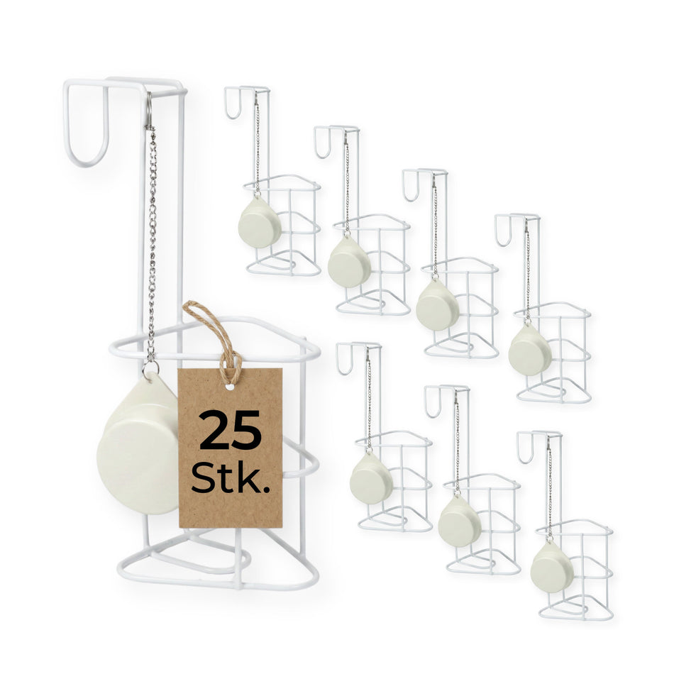 medi-inn Classic Urinflasche Betthalter, Vorteilspack mit 25 Stück, weißes Drahtgestell mit Deckel