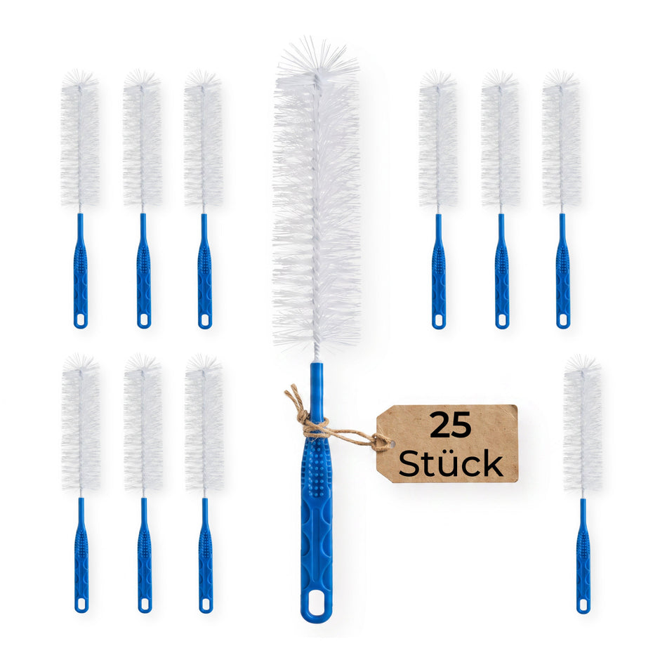 medi-inn Classic Urinflaschenbürste, Vorteilspack mit 25 Stück, blauer Griff und weiße Borsten