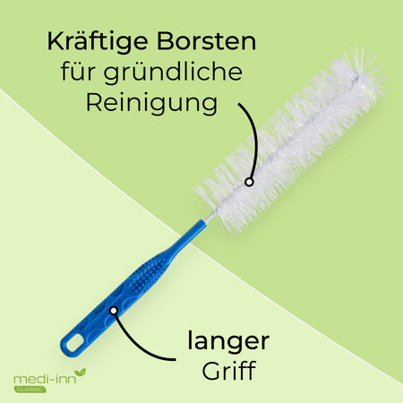 medi-inn Classic Urinflaschenbürste mit kräftigen Borsten für gründliche Reinigung und langem Griff