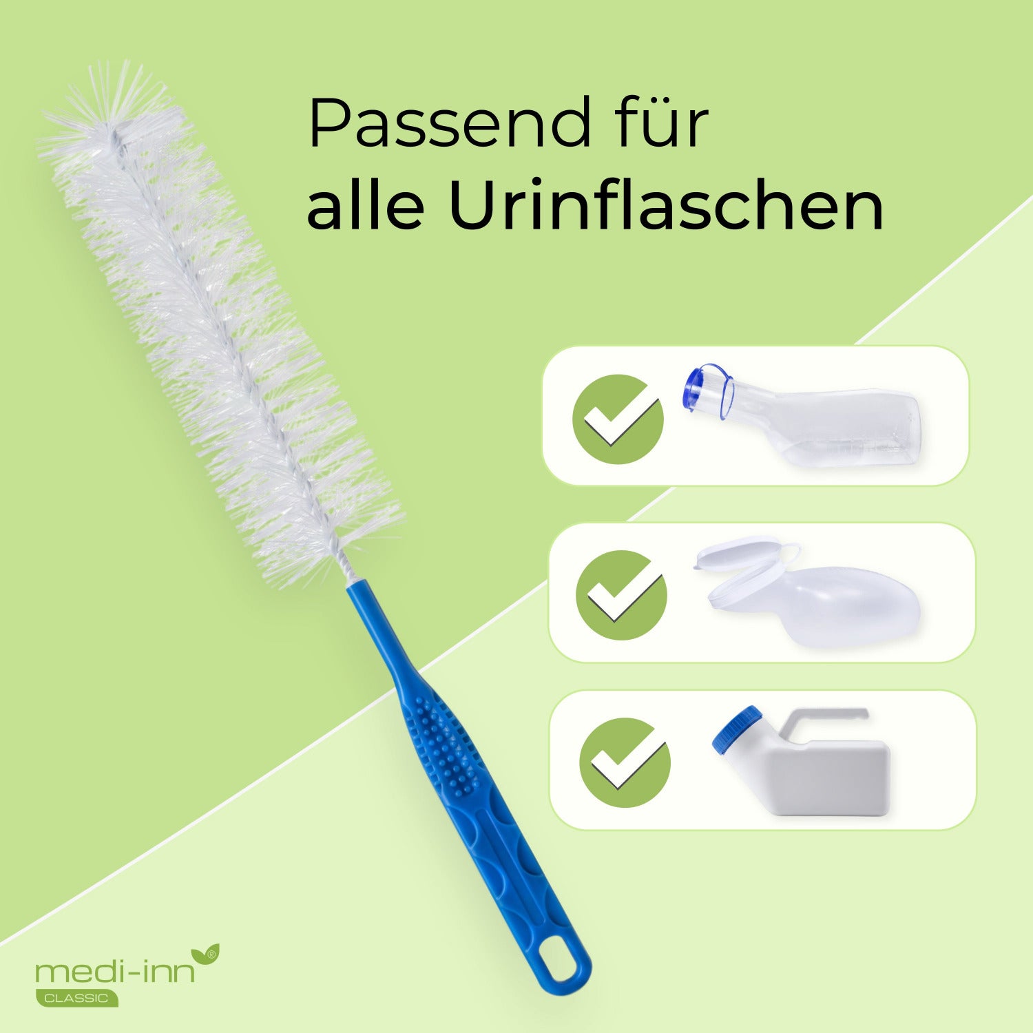 medi-inn Classic Urinflaschenbürste, passend für alle Urinflaschen: PP-Flasche, Ente und Kanister