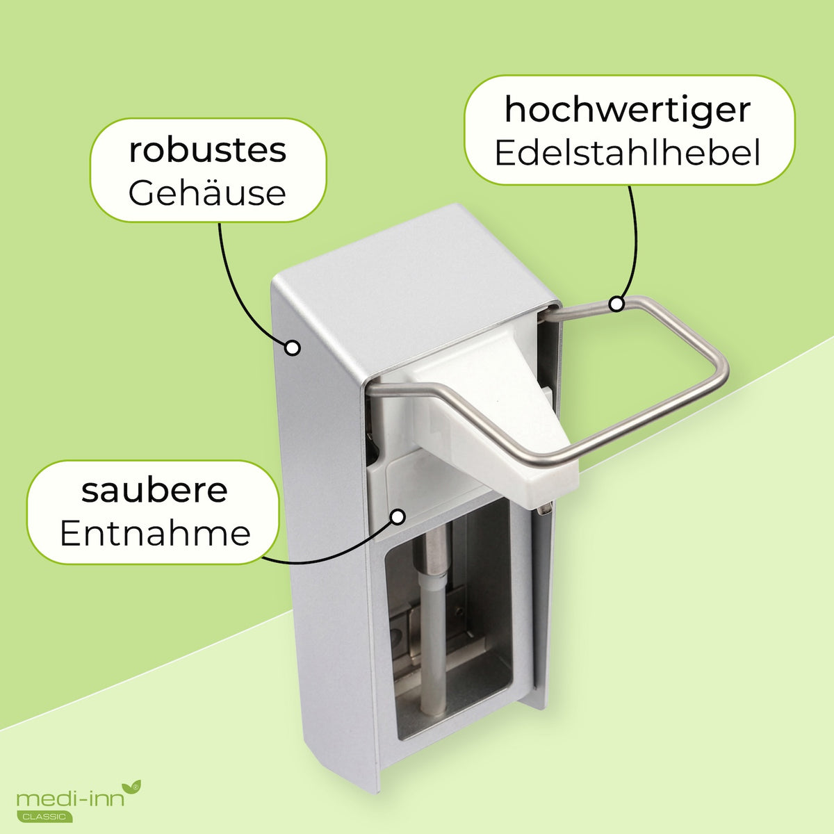 Eigenschaften: robustes Gehäuse, langlebiger Hebel, saubere Entnahme