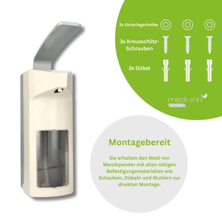 Medi-Inn Wandspender inklusive Montageset mit Dübeln, Schrauben und Muttern – montagebereit