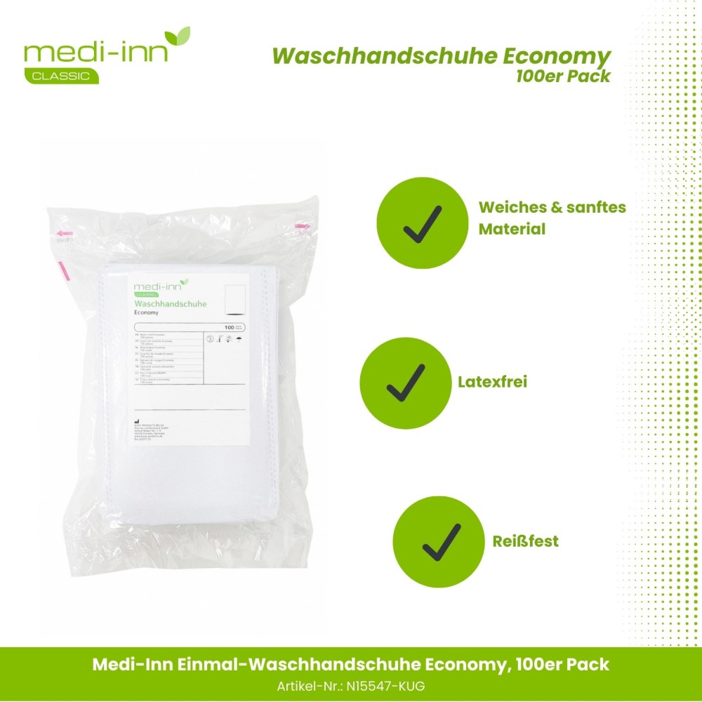 Medi-Inn Einmal-Waschhandschuhe Economy 15 x 22 cm, 100er Pack N15547-KUG - 2