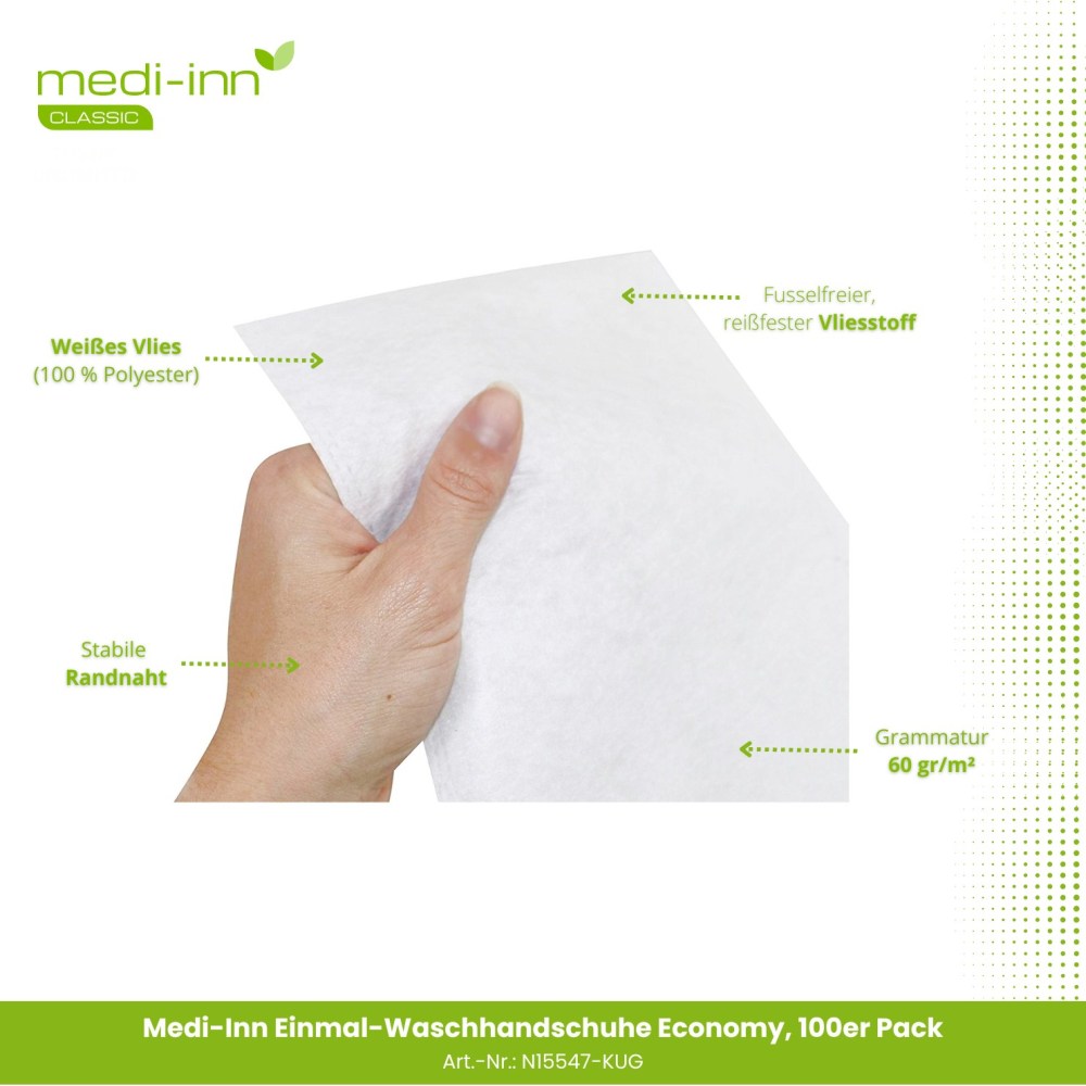 Medi-Inn Einmal-Waschhandschuhe Economy 15 x 22 cm, 100er Pack N15547-KUG - 3