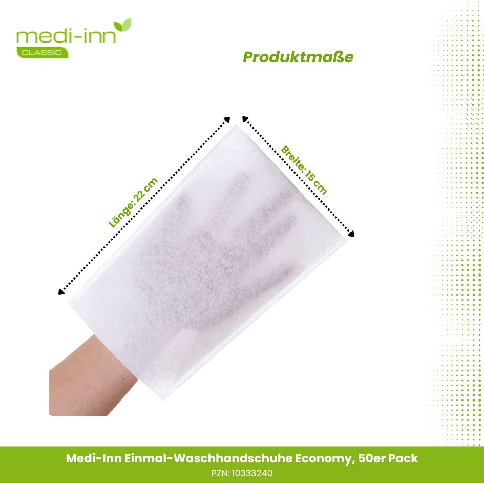 Medi-Inn Waschhandschuhe Economy 50er Pack 701172 - Produktmaße