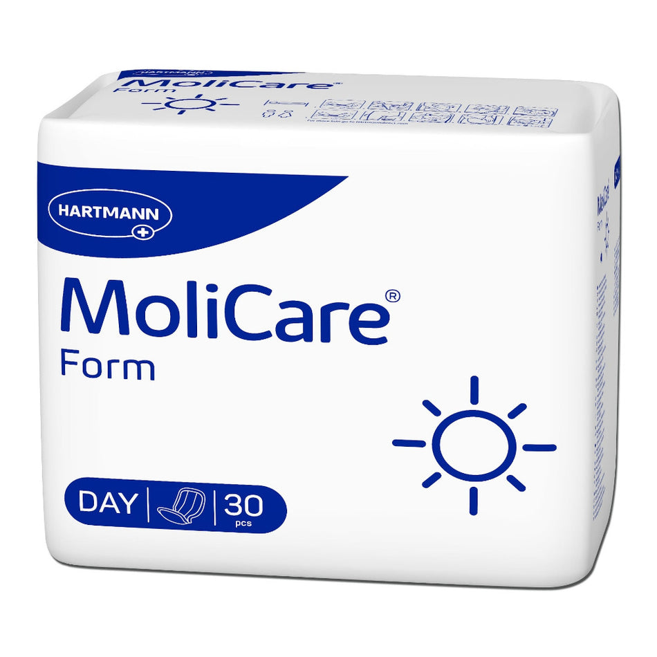 Packung Hartmann MoliCare Form Day, 30 Stück, Seitenansicht mit Sonnensymbol.