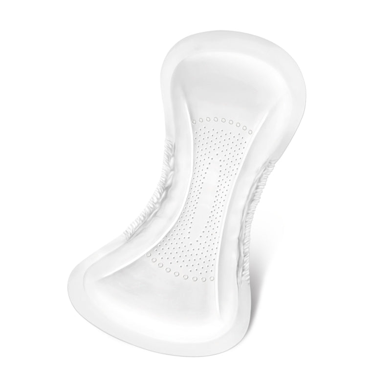 Detaillierte Produktabbildung eines MoliCare Lady Pads mit vier Tropfen auf weißem Hintergrund. Das Pad hat eine geschwungene, ergonomische Form und ist in sanften Pastellfarben gehalten. In der oberen Ecke des Bildes ist das MoliCare-Logo zu sehen, das Vertrauen und Qualität symbolisiert. Das Pad ist als Inkontinenzschutz für Frauen konzipiert, bietet hohen Tragekomfort und Sicherheit.