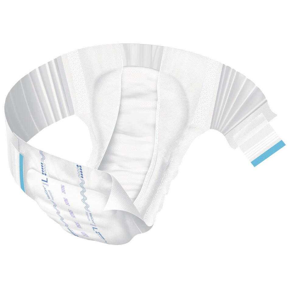 Produktbild von MoliCare Premium Elastic Inkontinenzunterwäsche, Größe L, mit den typischen Markenfarben Blau und Weiß. Die Packung zeigt eine moderne und ansprechende Gestaltung, auf der Vorderseite sind klare Produktinformationen wie die Bezeichnung „Premium Elastic 10 Tropfen“ und die Größe gut lesbar. Die Verpackung ist leicht transparent, sodass die Unterwäsche teilweise sichtbar ist.