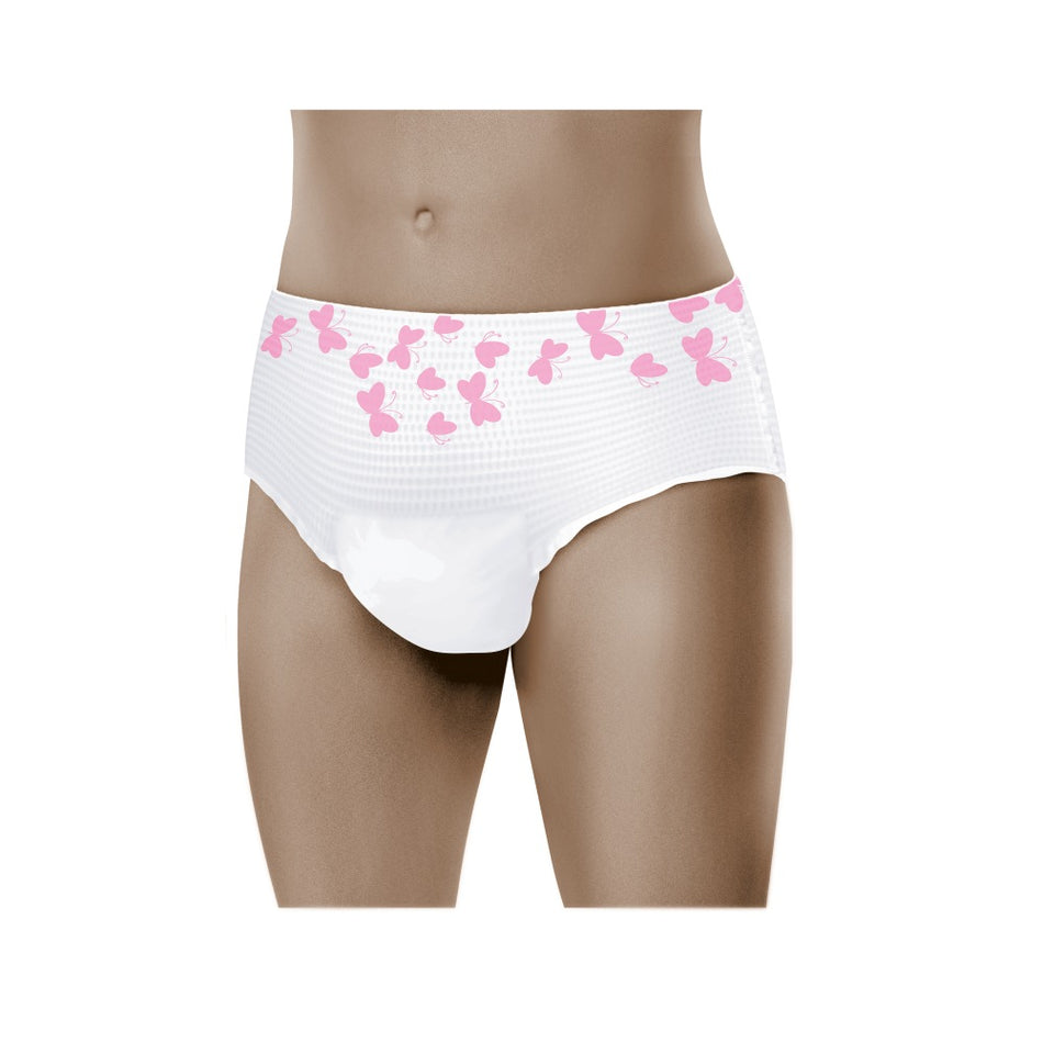 Bild zeigt MoliCare Premium Lady Pants, ein Inkontinenzprodukt für Frauen. Die Pants sind in einer hellen Farbe gehalten und verfügen über elastische Bündchen für hohen Tragekomfort. Die Vorderseite zeigt ein weiches, atmungsaktives Material, das eine diskrete und elegante Passform gewährleistet. Auf der Packung sind fünf Tropfen abgebildet, was auf die hohe Saugfähigkeit hinweist. Der Hintergrund ist neutral gehalten, um den Fokus auf das Produkt zu lenken.