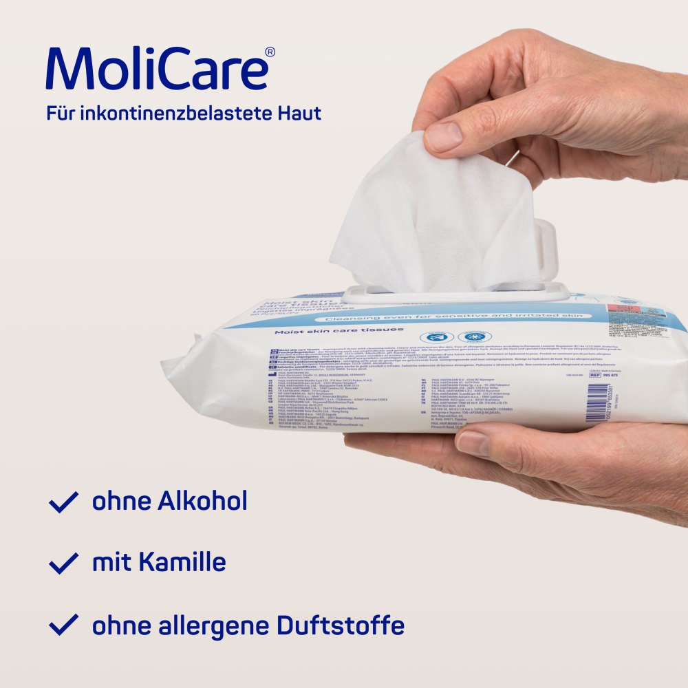 MoliCare Skin Feuchtpflegetücher - ohne Alkohol, mit Kamille, ohne allergene Duftstoffe