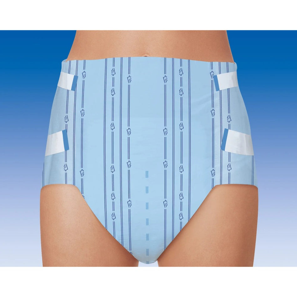 Produktbild eines MoliCare Slip Maxi L mit 9 Tropfen, einer Inkontinenzhilfslösung für Erwachsene. Die Verpackung zeigt eine gelungene Gestaltung mit ansprechenden Farben. Der Fokus liegt auf der besagten Pflegehilfe, die für hohe Saugfähigkeit steht. Es sind auch Symbole zu sehen, die auf die verschiedenen Funktionen hinweisen, wie z.B. eine sichere Passform und atmungsaktives Material. Der Hintergrund ist neutral, um die Aufmerksamkeit auf das Produkt zu lenken.