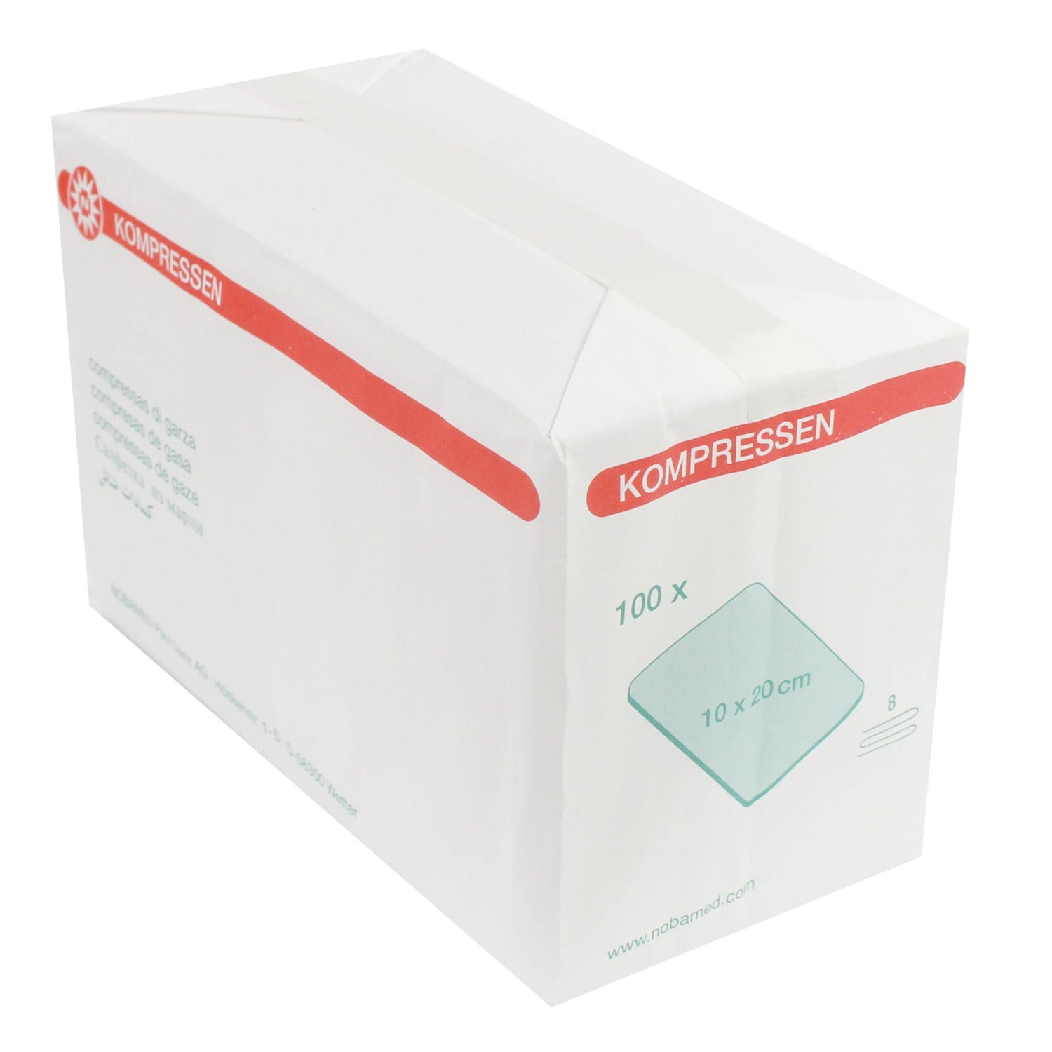 Noba Mullkompressen Verpackung 10 x 20 cm, 100 Stück, 8-lagig.
