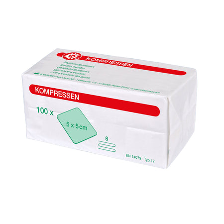 Verpackung von Noba Mullkompressen 5 x 5 cm, 100 Stück, 8-lagig.