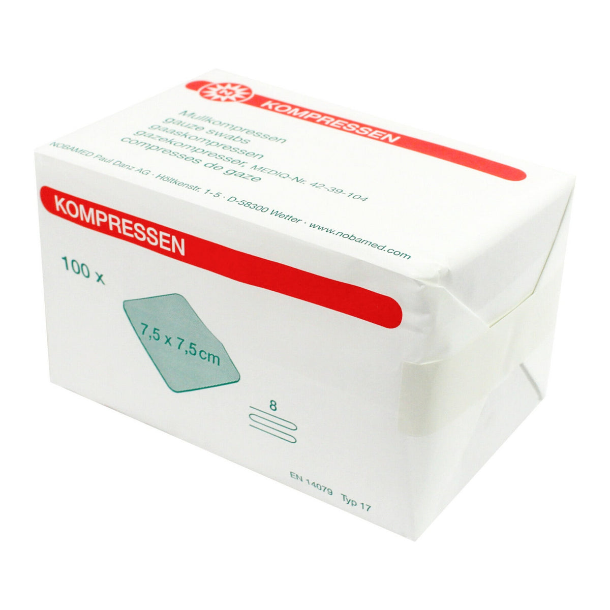 Noba Mullkompressen Verpackung 7,5 x 7,5 cm, 100 Stück, 8-lagig.