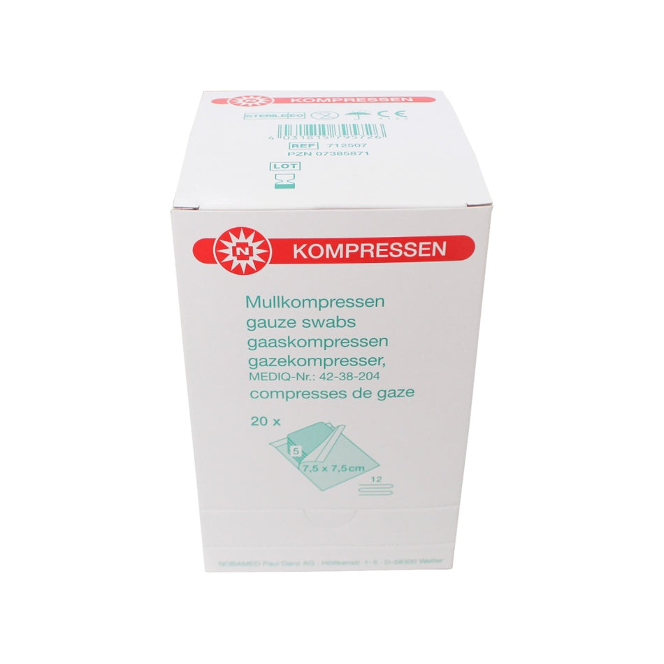 Noba Mullkompresse steril 7,5 x 7,5 cm, 12-fach, à 5 Packung 1