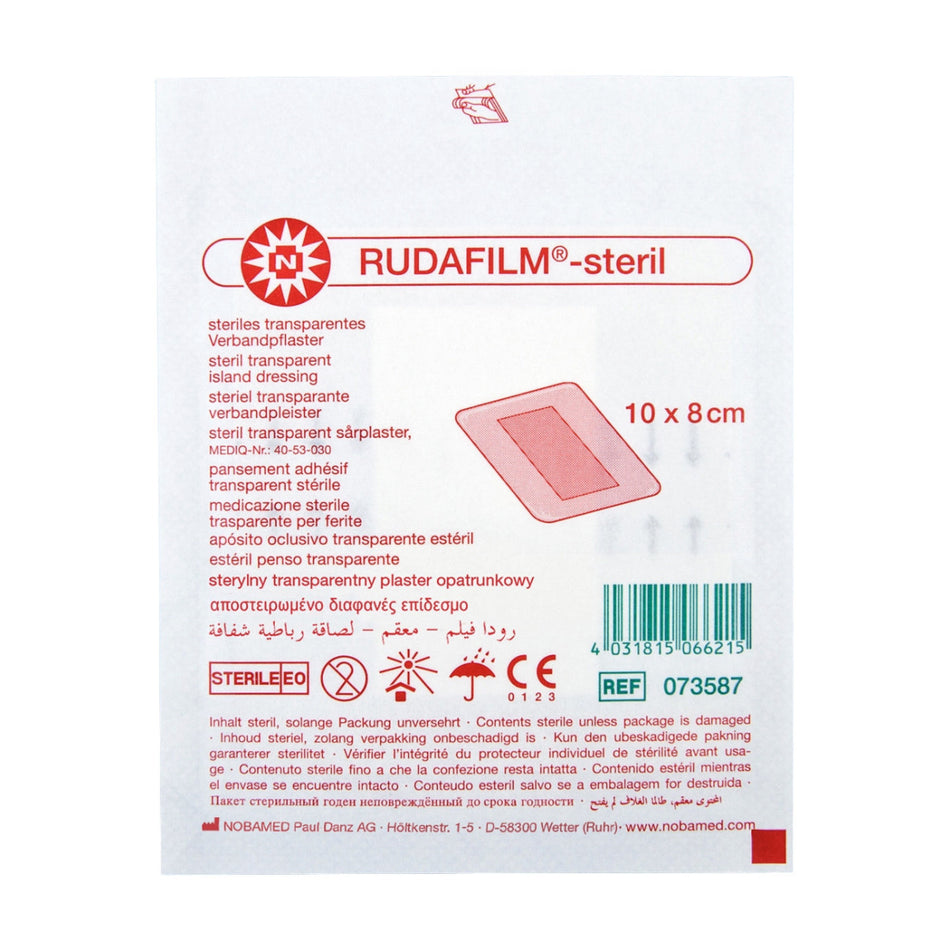 RUDAFILM-steril Einzelpackung 10×8 cm, steriles transparentes Verbandpflaster, REF 073587, Nobamed