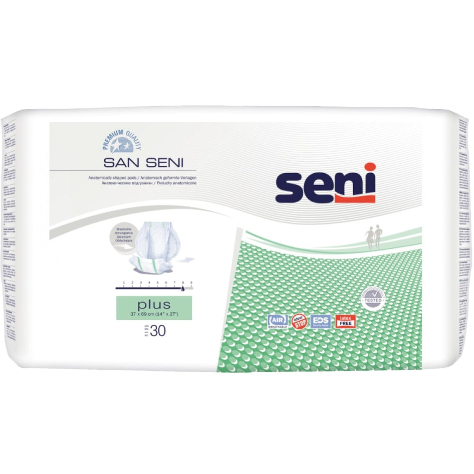 San Seni Plus Inkontinenzvorlagen, 37 x 69 cm, Unisex, 2.800 ml, 30er Pack