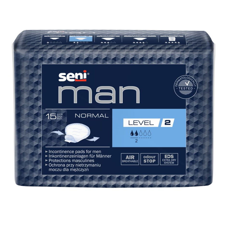 Seni Man Normal Inkontinenzeinlagen für Männer, 19 x 24 cm, 300 ml