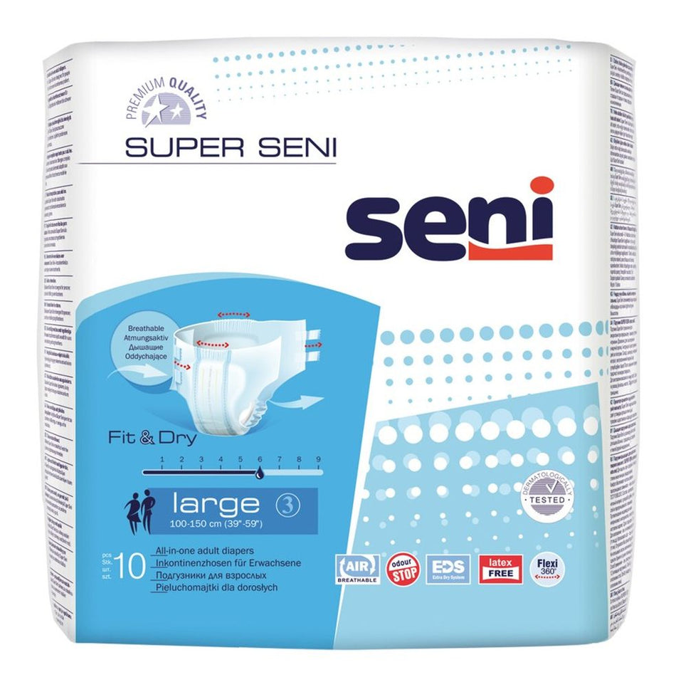 Super Seni Large Inkontinenzhosen, Unisex, 10er Pack, 100 - 150 cm, 2600 ml