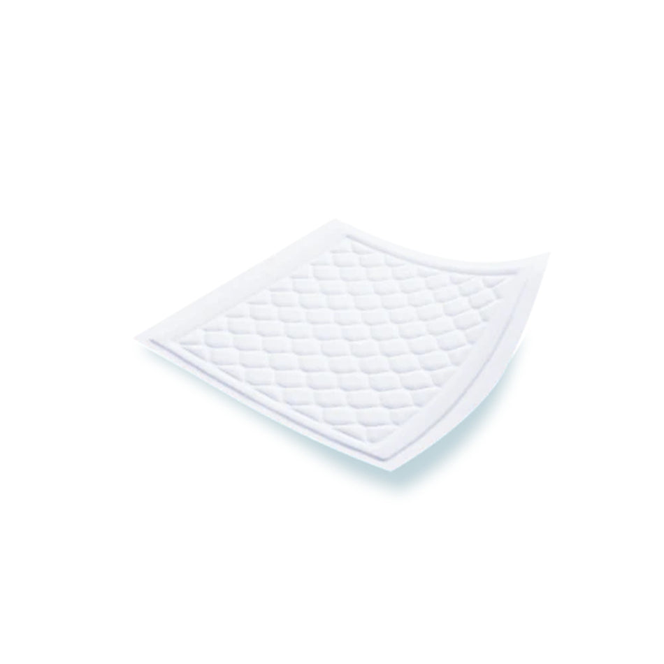 TENA Bed Super 60x90 - Das Produktbild zeigt eine große, faltbare und saugfähige Matratzenauflage mit einer glatten, weißen Oberfläche. Die Auflage ist in der Mitte des Bildes positioniert und hat eine abgerundete Form. Der Hintergrund ist neutral und hell, wodurch die Matratzenauflage klar hervortritt. Diese Auflage ist für bettlägerige Personen konzipiert und bietet zuverlässigen Schutz vor Nässe und Verschmutzung.