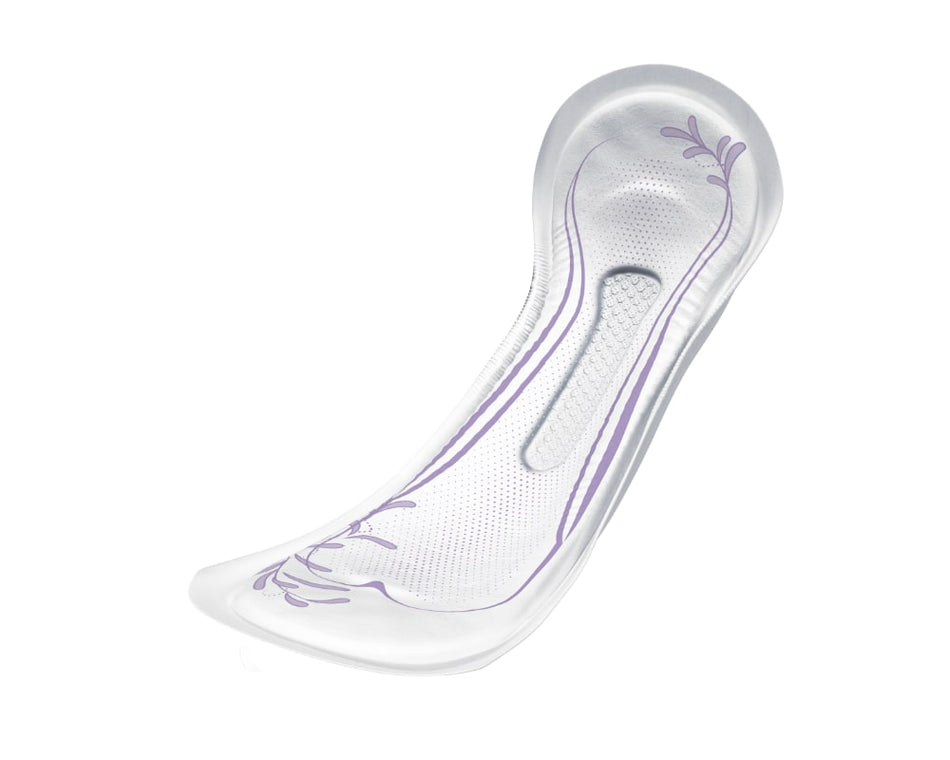 Ein Paket mit Tena Lady Discreet Maxi, das für feminine Hygieneprodukte steht. Die Packung ist in sanften Farben gehalten, vorwiegend in Weiß und Pastellblau, und zeigt eine stilisierte Darstellung eines weiblichen Silhouettenprofils. Oben links sind der Markenname "Tena" und die Produktbezeichnung "Lady Discreet Maxi" gut lesbar. Das Logo enthält die Zusatzinformation "Maximaler Schutz". Im Hintergrund sind weiche, florale Muster angedeutet, die für Diskretion und Komfort stehen.