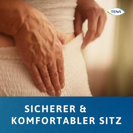 Alt-Text: Das Produktbild zeigt eine Packung mit TENA ProSkin Pants Super in der Größe S. Die Verpackung ist in einem hygienischen Design gehalten, mit einem dominierenden Blau und weißen Farbtönen. Auf der Vorderseite sind die Produktbezeichnung "TENA ProSkin Pants" sowie der Hinweis auf den Super-Schutz deutlich sichtbar. In der oberen rechten Ecke befindet sich eine Kennzeichnung für die Größe S.