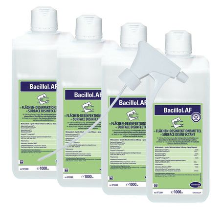 Bode Bacillol AF Schnelldesinfektionsmittel 4 x 1000 ml inklusive Medi-Inn Sprühkopf