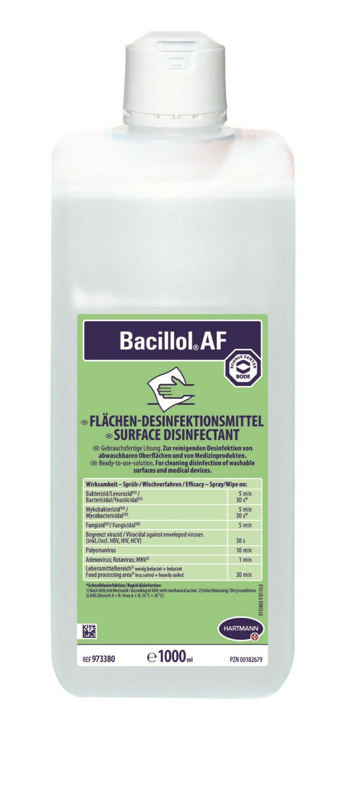 Bode Bacillol AF Schnelldesinfektionsmittel 4 x 1000 ml inklusive Medi-Inn Sprühkopf