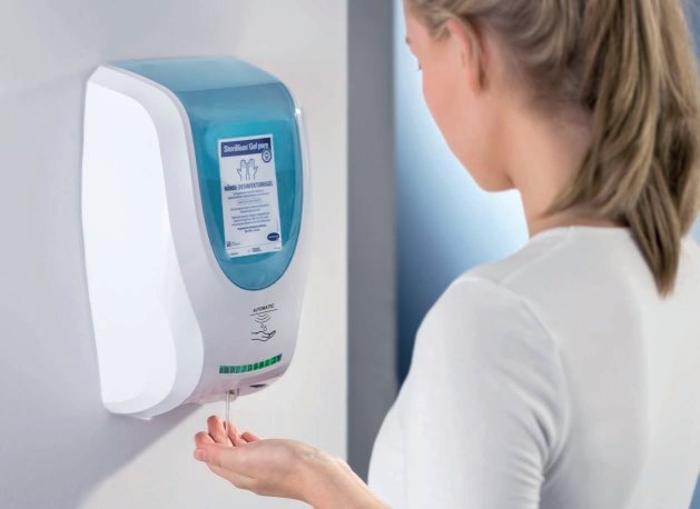 Bode Dosierspender CleanSafe touchless berührungslos + Sterillium Gel pure Überkopfflasche 1000 ml