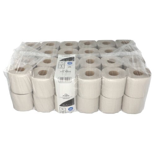 Fripa 48 Rollen Toilettenpapier, 1-lagiges Krepp Ø 11,5 cm · 12 cm x 10 cm natur "Basic" 400 Blatt