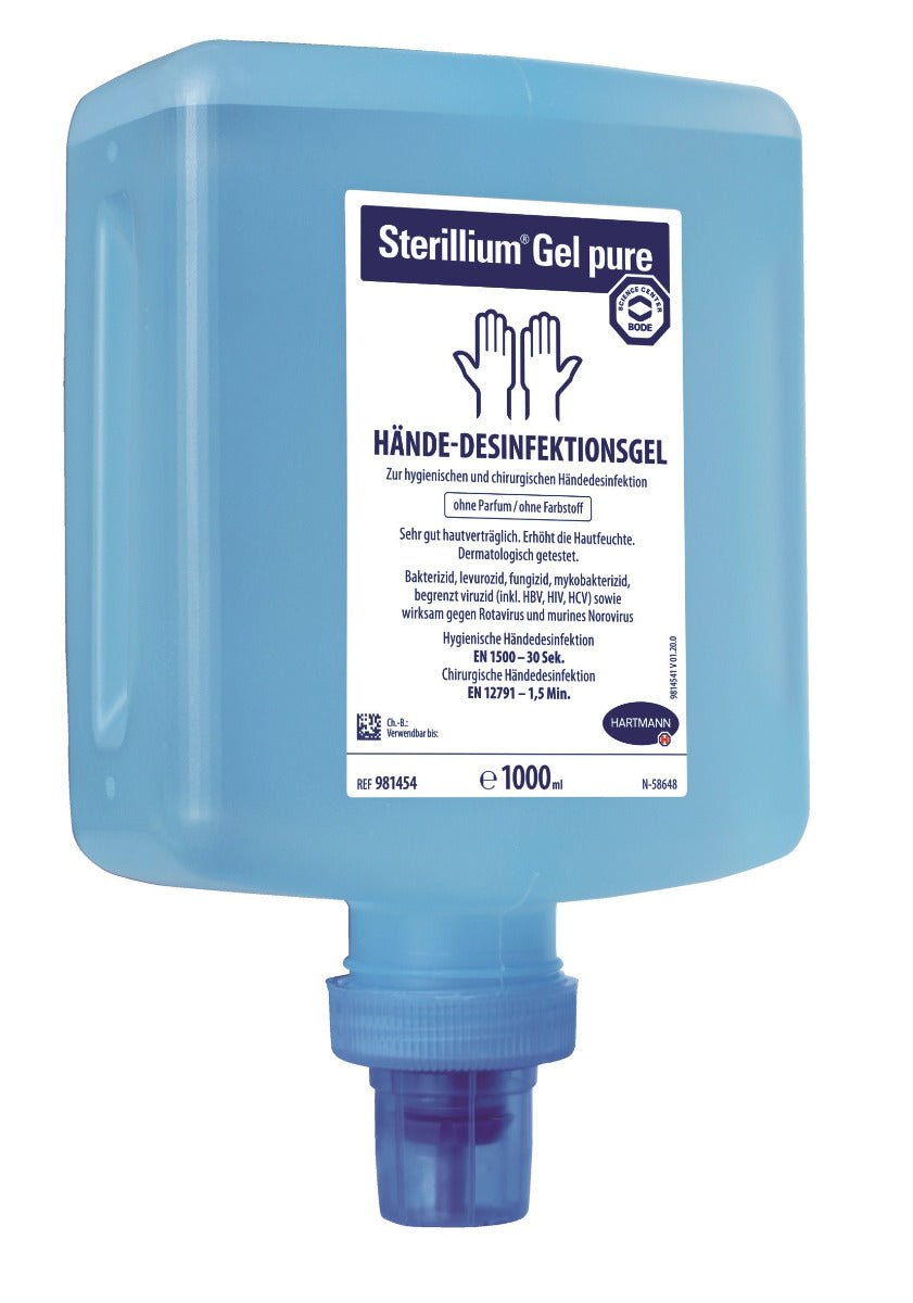 Hartmann CleanSafe touchless Dosierspender für Überkopfflaschen + 10 x 1000 ml Sterillium Gel pure Überkopfflasche