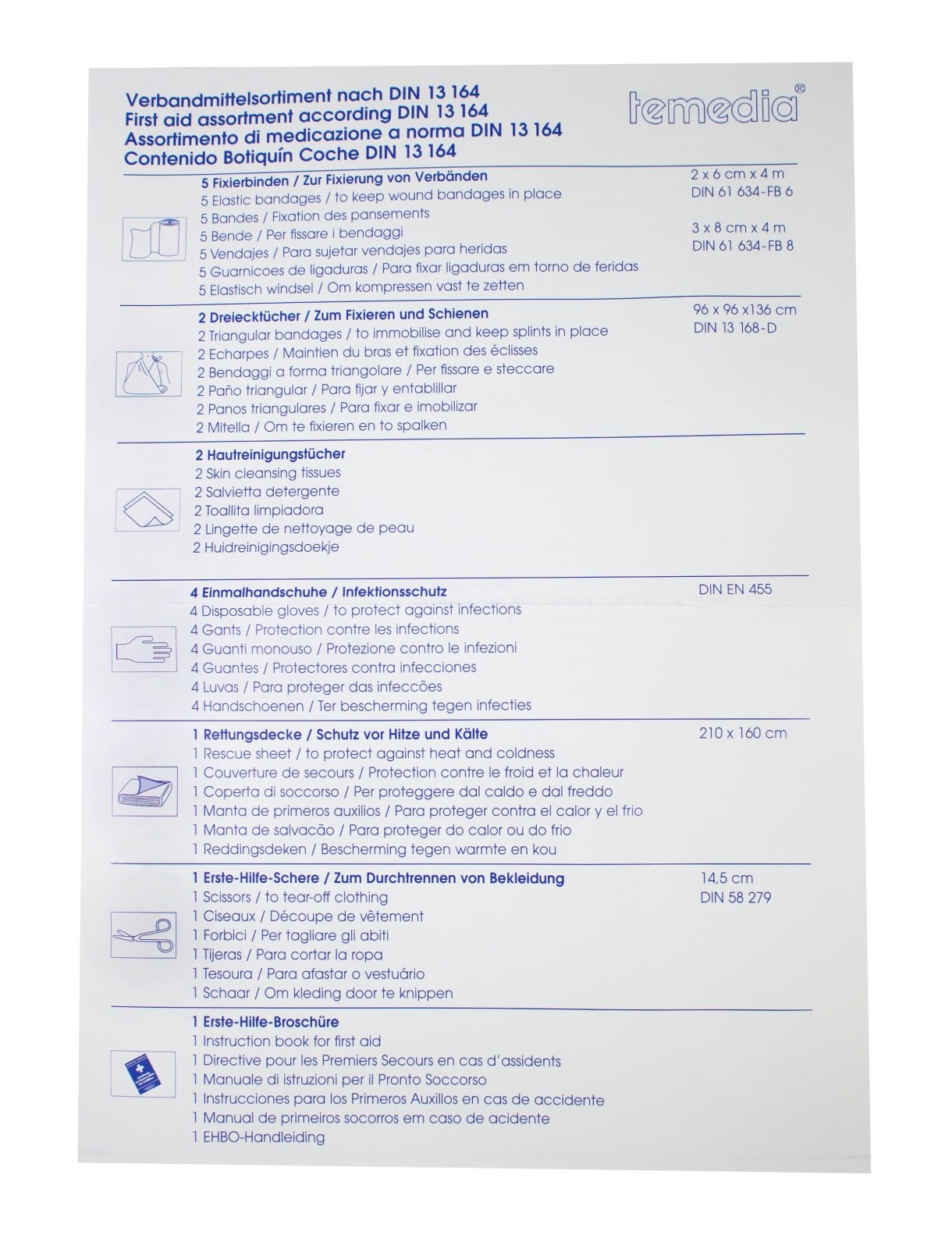 Holthaus Medical Mini Auto Verbandtasche COMBI, DIN 13 164 Maße: 22 x 15 x  8 cm, Farbe: blau kaufen Maße: 22 x 15 x 8 cm, Farbe: blau