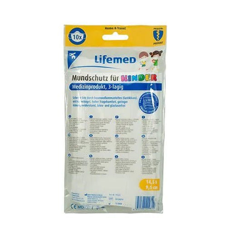 Lifemed Kinder-Mundschutz 3-lagig 9,5 x 14,5 cm farbig sortiert mit Nasenbügel