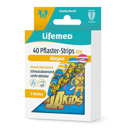 Lifemed Pflaster-Strips 6 cm x 1,7 cm farbig "Ninjas" 40 Stück