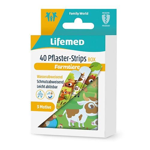 Lifemed Pflaster-Strips Box 6 cm x 1,7 cm farbig "Farmtiere"