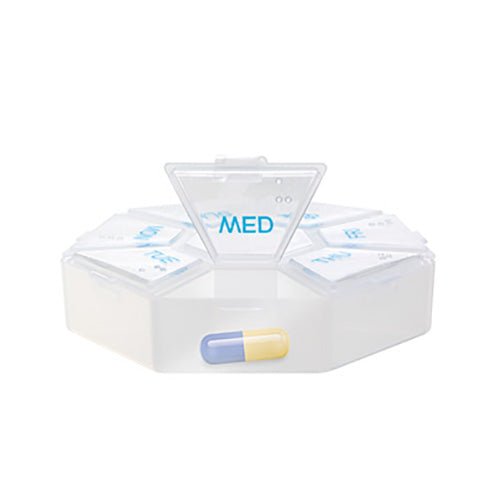 Lifemed Wochen-Pillendose mit 7 Fächern Wochendispenser 7,5 x 7,5 x 1,7 cm