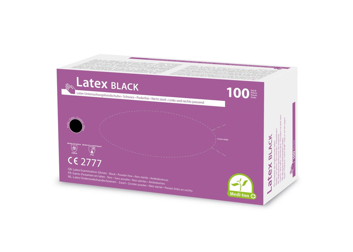 Medi-Inn Latex Black Einmalhandschuhe schwarz puderfrei