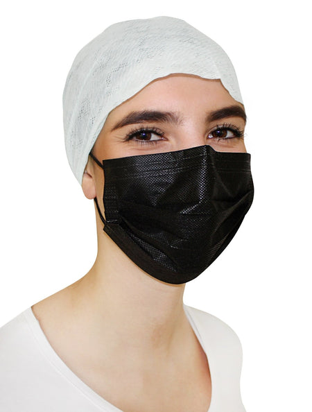 Medi-Inn Mundschutz Atemschutz mit Elastikbändern und Nasenbügel Typ II 3-lagig schwarz