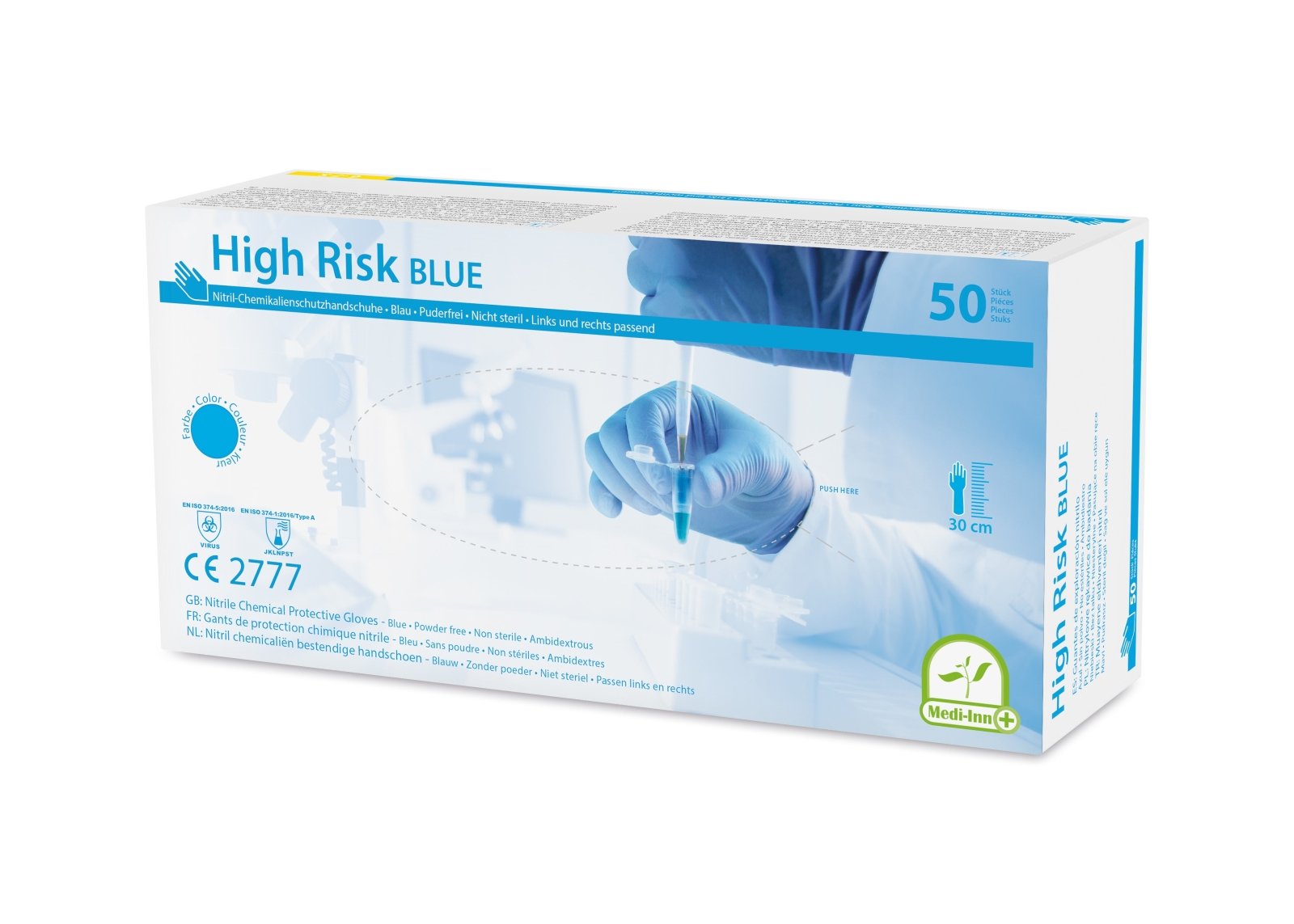 Medi-Inn Nitril High Risk blue Chemikalienschutzhandschuhe puderfrei