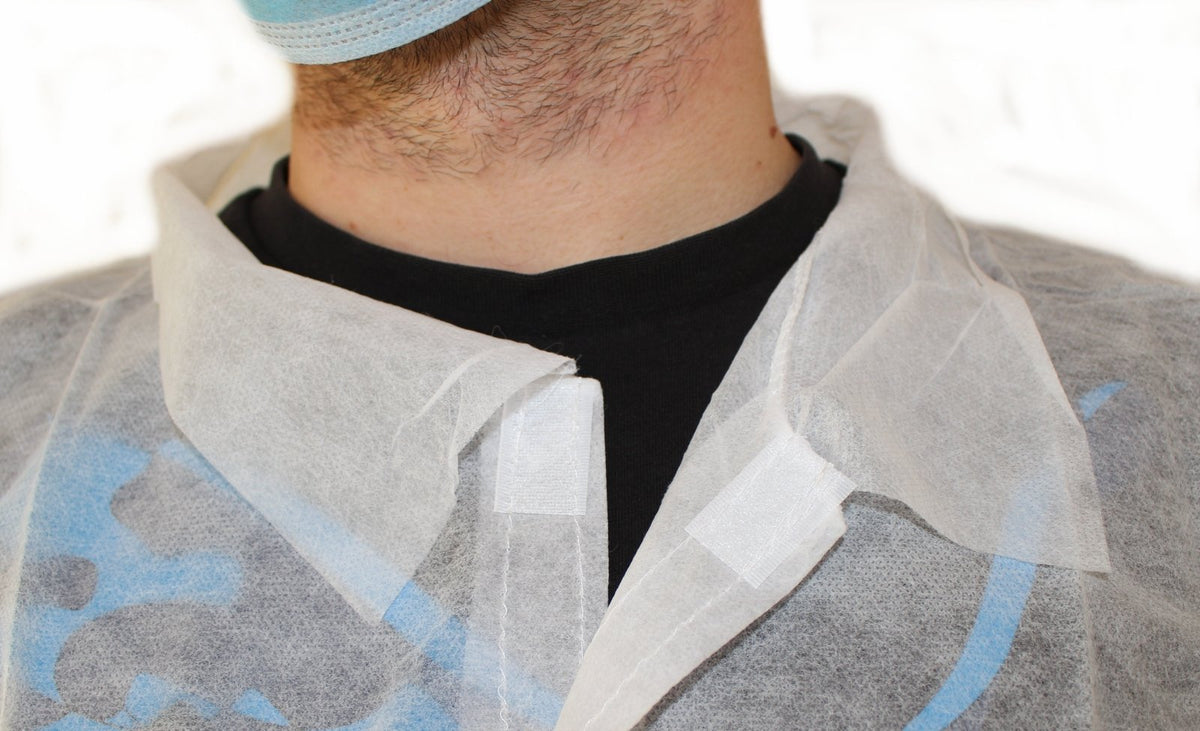 Medi-Inn PP-Besuchermäntel mit Hemdkragen mit Klettverschluss