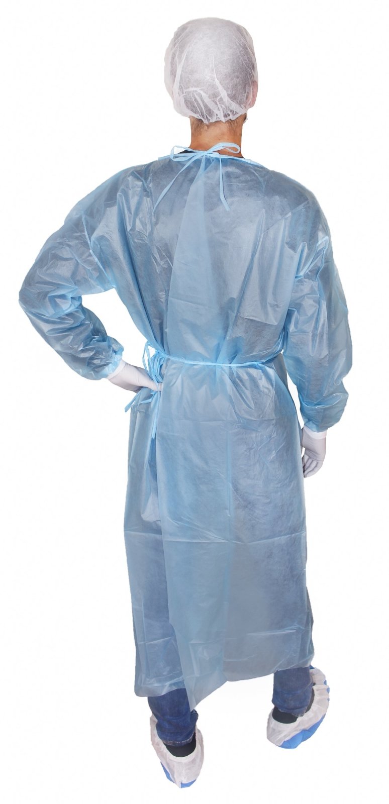 Medi-Inn PP-Schutzkittel mit Trikotbündchen & PE-Vollbeschichtung Größe L 139 x 139 cm blau