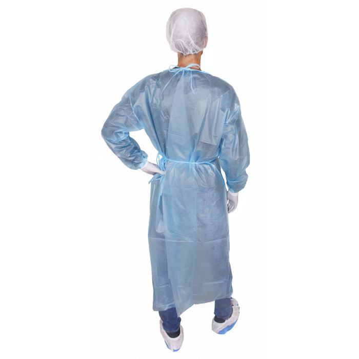 Medi-Inn PP-Schutzkittel mit Trikotbündchen & PE-Vollbeschichtung Größe XXL 150 x 170 cm blau