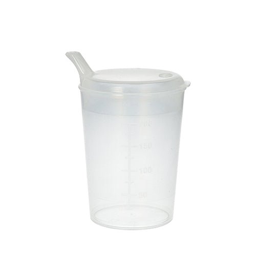 Medi-Inn Schnabelbecher 250 ml transparent Trinköffnung 4 x 4 mm Set 10 Becher + 10 Deckel