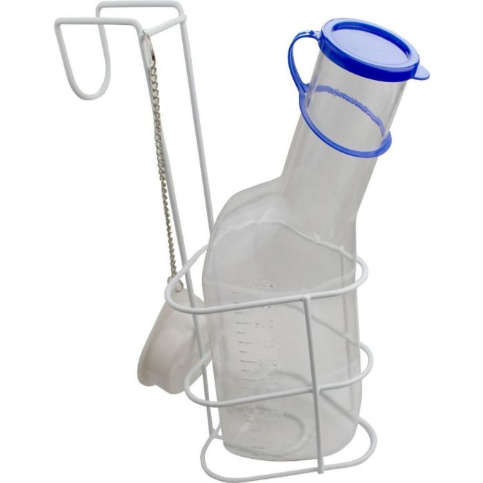Medi-Inn Urinflasche PC mit Betthalter und Reinigungsbürste für Männer 1000 ml