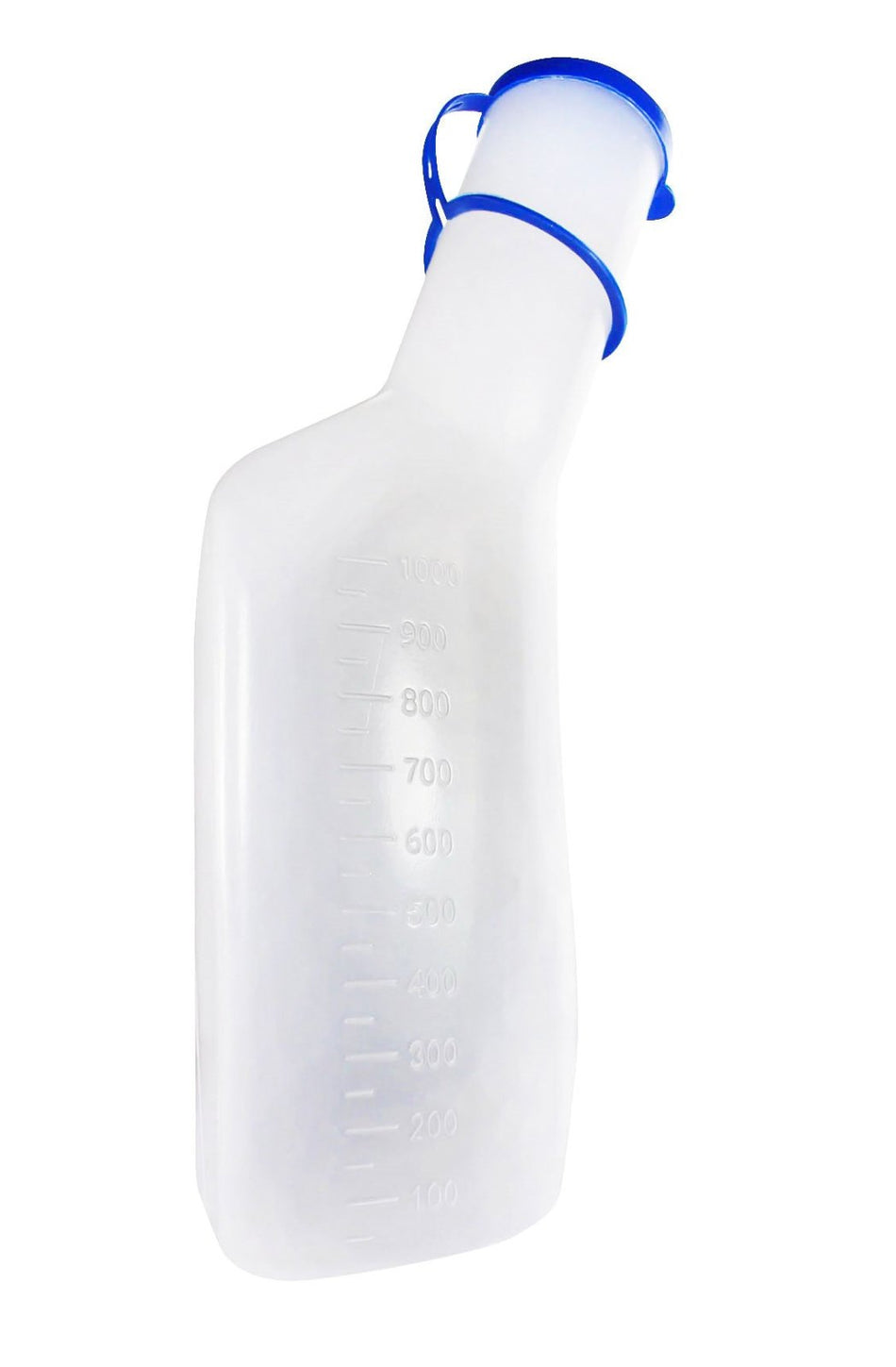Urinflasche aus PP (Polypropylen) mit einem Fassungsvermögen von 1000 ml, speziell für Männer entworfen. Die Flasche hat eine milchige, transparente Oberfläche, die eine einfache Sichtkontrolle des Inhalts ermöglicht. Sie kommt mit einem stabilen Betthalter, um ein Umkippen zu verhindern. Zudem ist eine praktische Reinigungsbürste im Lieferumfang enthalten, um die Pflege zu erleichtern. Das ergonomische Design sorgt für eine benutzerfreundliche Handhabung.
