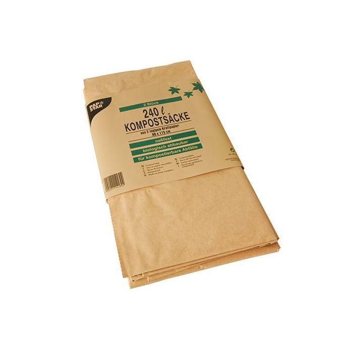 Papstar Bio-Kompostsäcke 2-lagiges Kraftpapier 240 Liter 115 x 80 x 30 cm braun